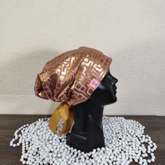 Gorro Quirúrgico Brilloso Foil Rosa Jeroglíficos